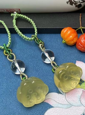 天然黄水晶莲蓬手机链挂绳挂坠手工原创好运连连手机吊坠u盘挂件
