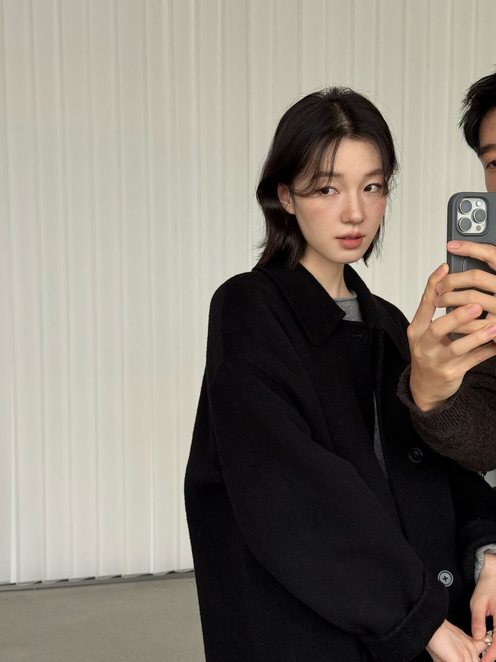 【MOOTEA韩版设计感女气质长款羊毛大衣外套 含90%羊毛