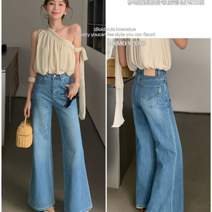 DIMO-刺绣十分筒喇裤韩系清爽气质穿搭一秒沦陷牛仔裤YS1-92376兰