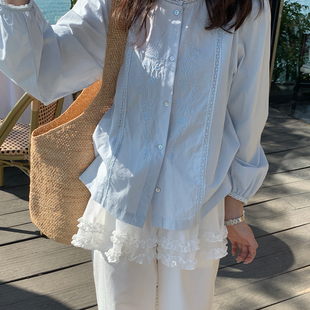 SUSAN-26年早春韩系圆领刺绣气质小衫TT212