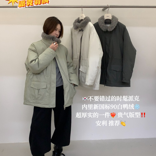 TE-工装时髦感收腰立领派克加厚保暖羽绒服外套(防风巨保暖)T4551