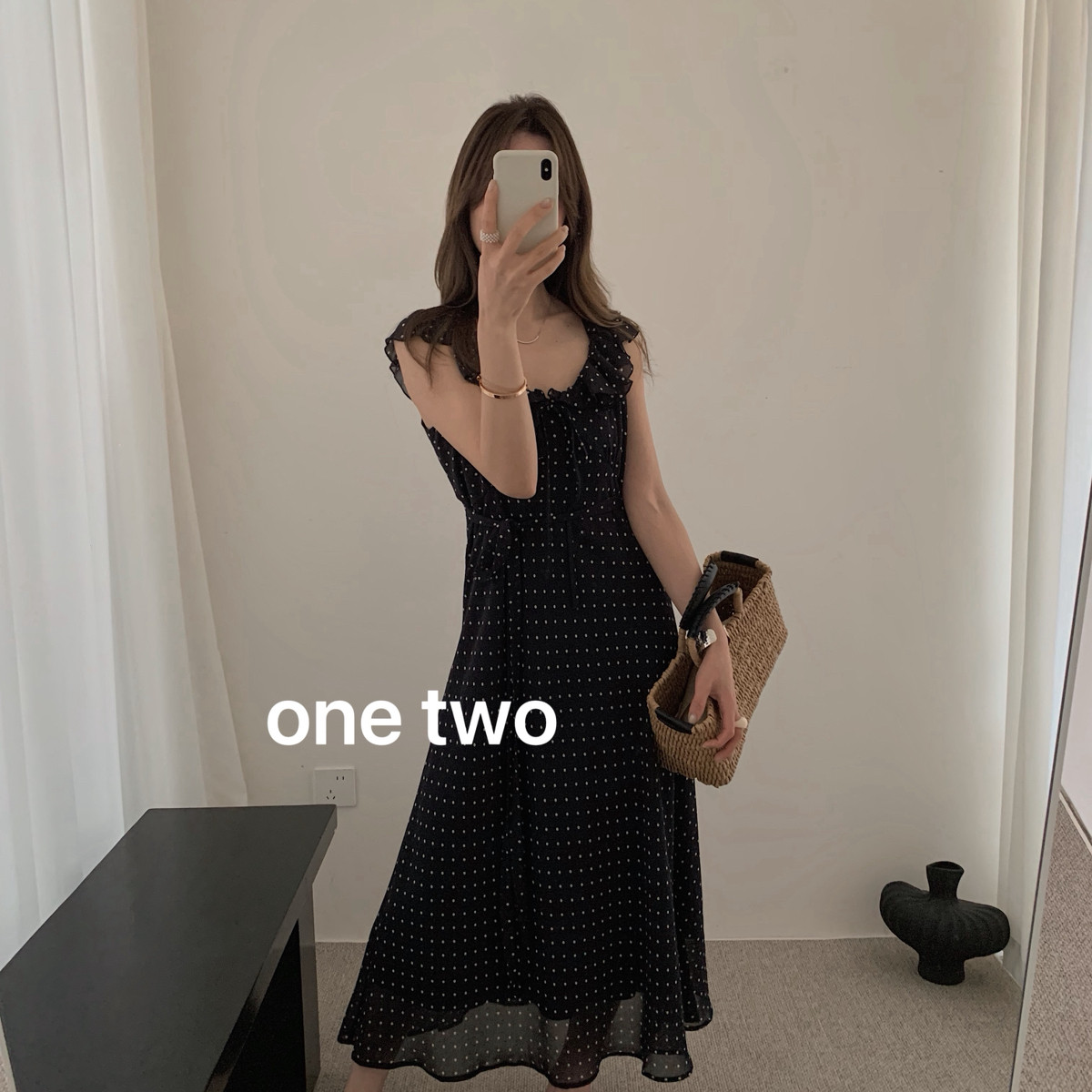 QS ONETWO-风波点系带无敌显瘦氛围感连衣裙(尺寸仅供参考)66341