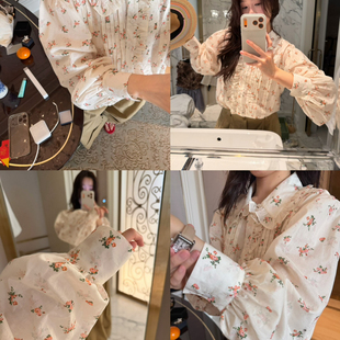 PEARL P6016 26年早春气质甜美风碎花小衫