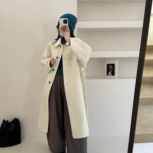 买手严选-泡菜馆-系翻领长款羊毛外套(配腰带)（含90羊毛）YS1-81