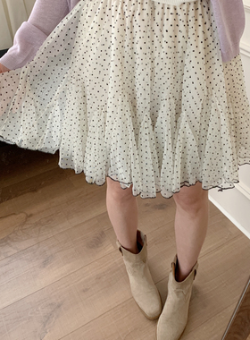 芭妮Bonnet-必上韩系复古波点层叠短裙半身裙(裙裤内衬)C55-26026
