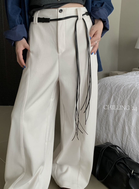 CHILLING24丘林-秋上新极简风宽松纯色休闲裤(配腰绳)34BK535