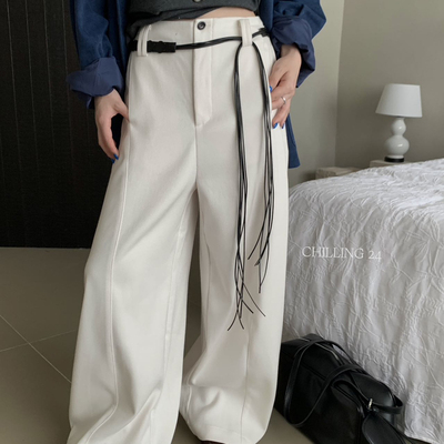 CHILLING24丘林-秋上新极简风宽松纯色休闲裤(配腰绳)34BK535