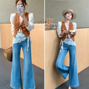 甜系清爽气质穿搭 型轻松勾勒完美身材比例牛仔裤 5501兰 版 DIMO