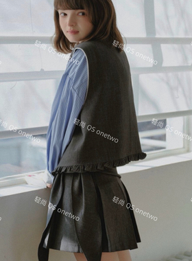 QS ONETWO-褶显瘦百搭韩系短裙半身裙(尺寸仅供参考有内衬)15171