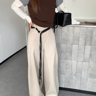 CHILLING24丘林-年早春极简主义垂感阔腿裤休闲裤(配腰带)41BK559