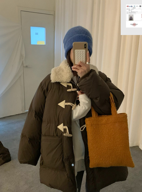 FROM ANNA/TABLE BLUE-羔毛保暖牛角扣冬季旅游搭子羽绒服158011