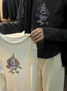 杭楚-尚卡通印花2025冬季时尚宽松百搭显瘦圆领上衣长袖T恤50305