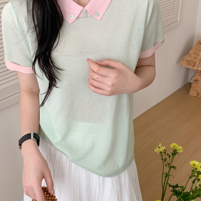 封后 F H-夏上新濮院源头厂家拼色polo领短袖T恤22707