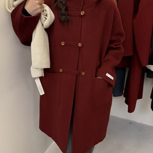 含10羊绒 可盐可甜韩系连帽休闲温柔色羊毛外套 26xy070 韩代款