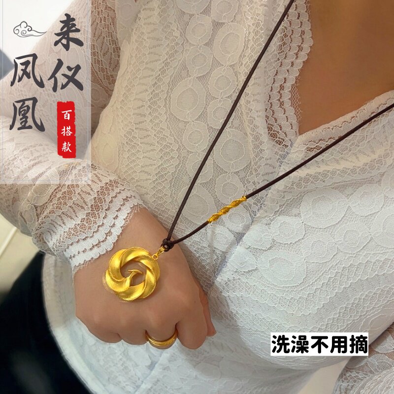 越南沙金凤凰圆盘项链