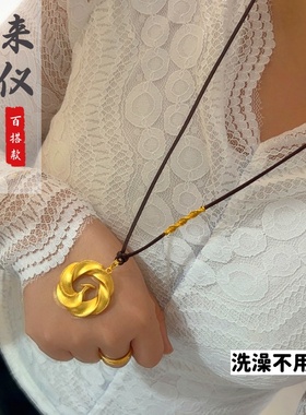 越南沙金凤凰圆盘项链
