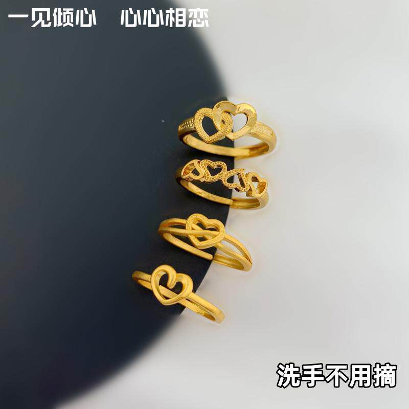 女越南沙金简约镀金戒指不掉色