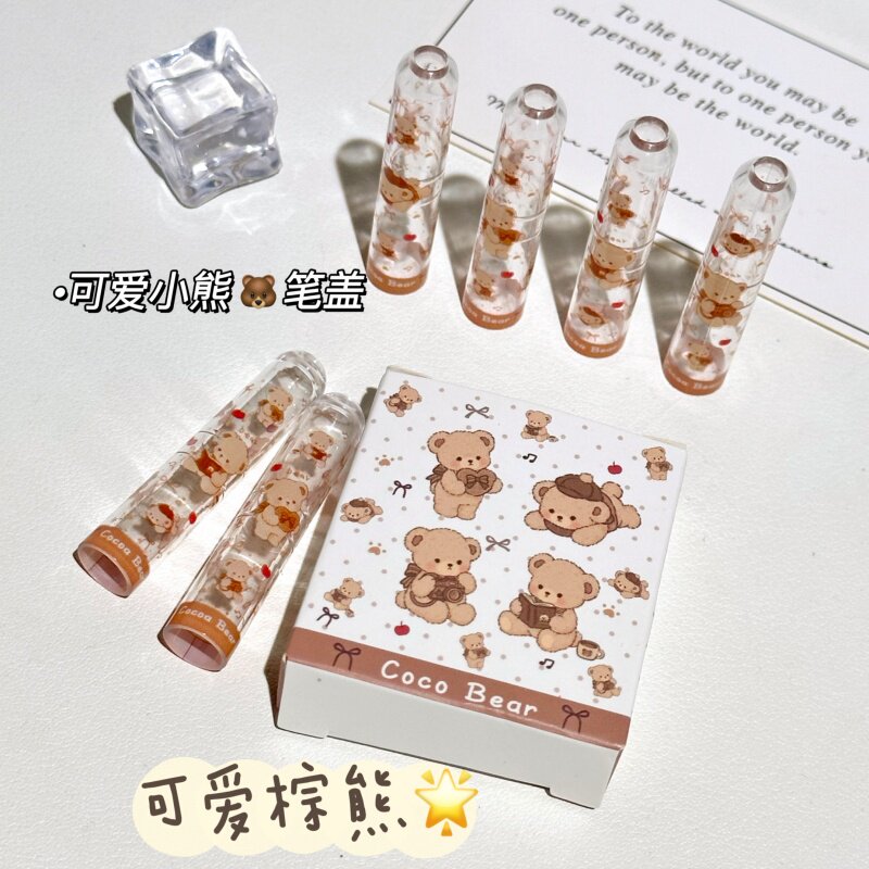 可爱棕熊创意铅笔帽小学生高颜值ins风防戳铅笔尖保护套透明笔盖图片