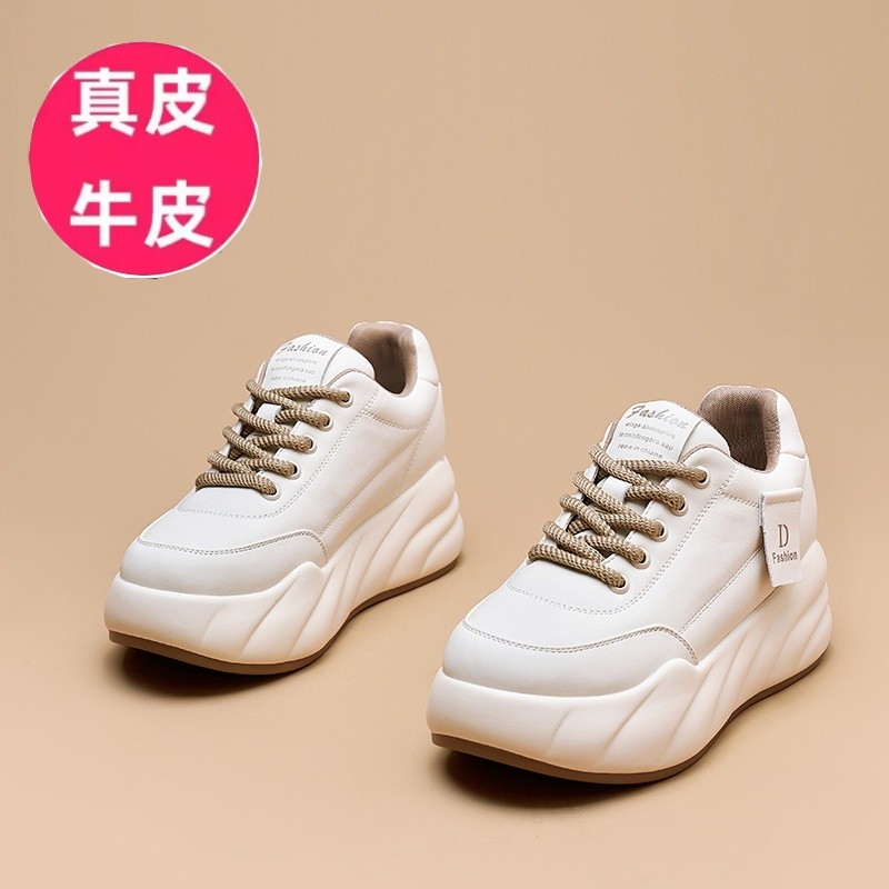 官网正品迈耐克斯超火真皮内增高女鞋ins潮百搭松糕厚底鞋2025新