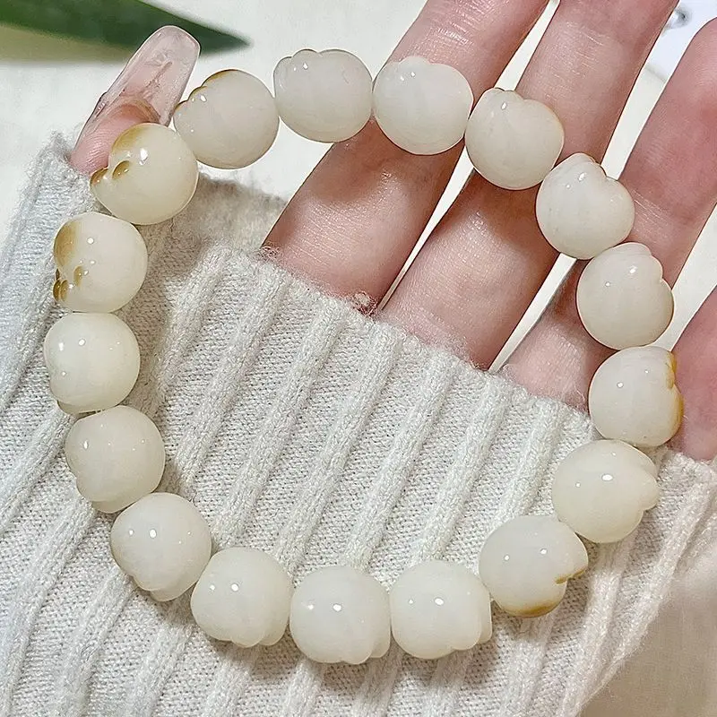 稀有敦煌猫爪菩提根盘玩手串学生绕指柔白玉菩提子女文玩佛珠手链