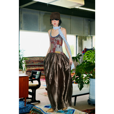 坏品味西部 夏季复古新中式印花满绣吊带长款连衣裙