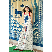 坏品味西部 连衣裙夏 复古度假波点亚麻立体盘花长款