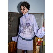 上衣 印花两穿系带宽松雪纺衬衫 坏品味西部 新中式