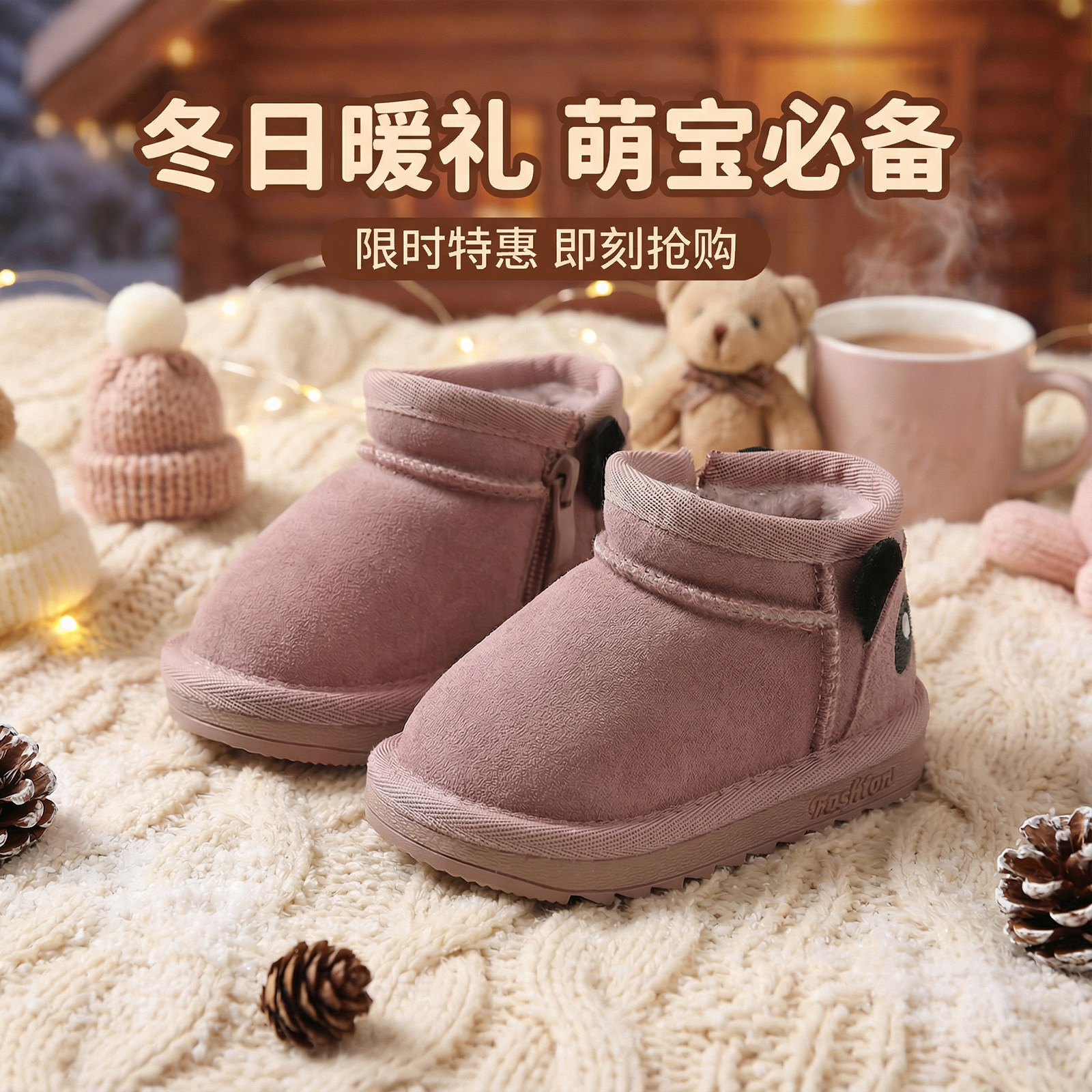 婴儿幼小稳步鞋儿童雪地靴女童冬季加绒加厚大棉鞋软底防滑稳步鞋,童鞋/婴儿鞋/亲子鞋,幼小稳步鞋,淘宝优惠券,粉丝福利购,淘宝优惠卷