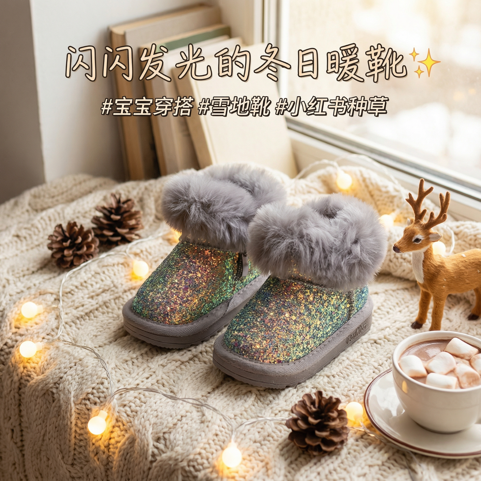 儿童加绒加厚雪地靴宝宝保暖棉鞋亮晶晶时尚百搭软底防滑学步鞋子,童鞋/婴儿鞋/亲子鞋,雪地靴,淘宝优惠券,粉丝福利购,淘宝优惠卷