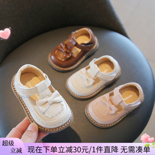 【1一3】岁公主花边蝴蝶结皮鞋女