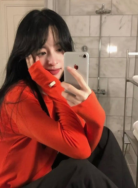 轻薄极简风小众罩衫圆领长袖微透打底显瘦纯色T恤小众百搭ins减龄