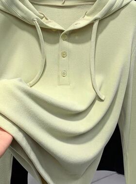 多巴胺加厚德绒连帽打底衫保暖卫衣女秋冬遮肚子宽松大码个性上衣