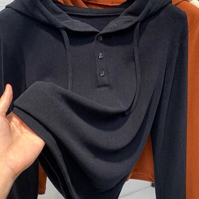 多巴胺加厚德绒连帽打底衫保暖卫衣女秋冬遮肚子宽松大码时髦上衣