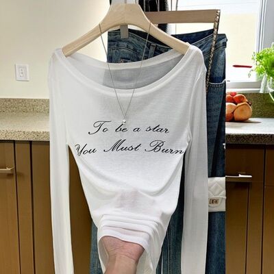 字母印花防晒罩衫夏季新款薄款长袖t恤女韩系纯欲显瘦慵懒风上衣