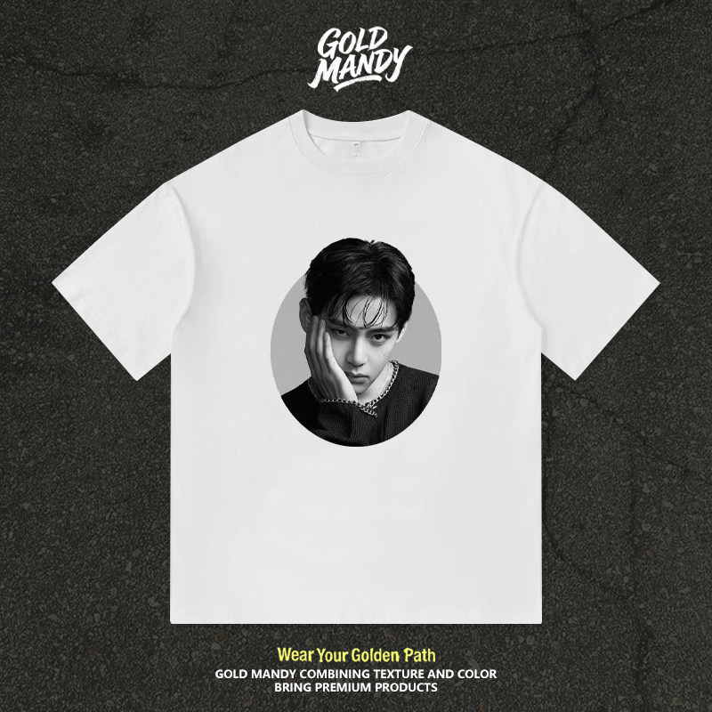 BTS金泰亨V单色人像粉丝应援周边百搭纯棉T恤衫半袖情侣男女同款