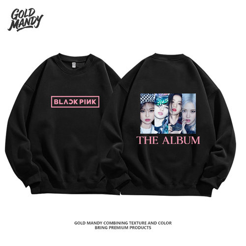 韩女团爱豆Blackpink 粉丝应援周边海报印花重磅纯棉卫衣男女同款