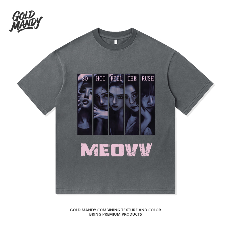 MEOVV韩女团粉丝周边应援爱豆K POP重磅纯棉T恤半袖情侣男女同款