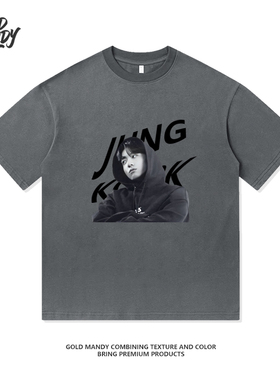 BTS防弹少年团田柾国粉丝应援周边重磅纯棉T恤半袖杉情侣男女同款