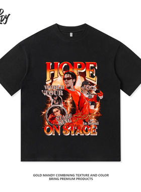 韩男团BTS粉丝应援周边Jhope高街重磅纯棉T恤半袖情侣款男女同款