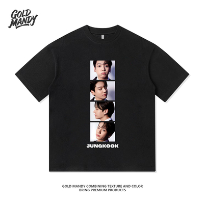 BTS防弹少年团粉丝应援周边韩国男团重磅纯棉T恤半袖杉情侣男女款