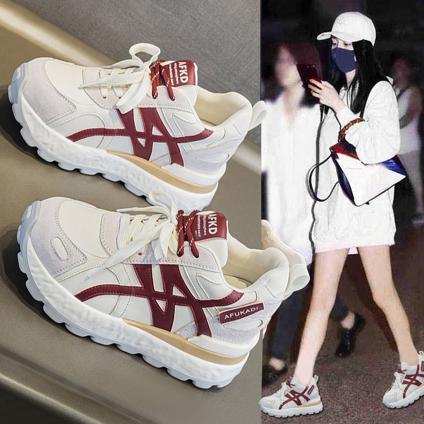 官网迈耐克斯真皮超轻内增高女鞋2025新款厚底不累脚小个子休闲鞋