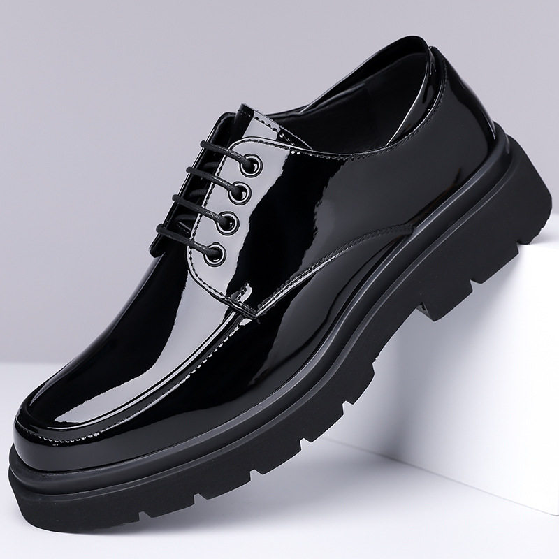 男鞋2025秋季漆皮皮鞋男士大头工装鞋低帮休闲短靴子潮鞋马丁鞋男