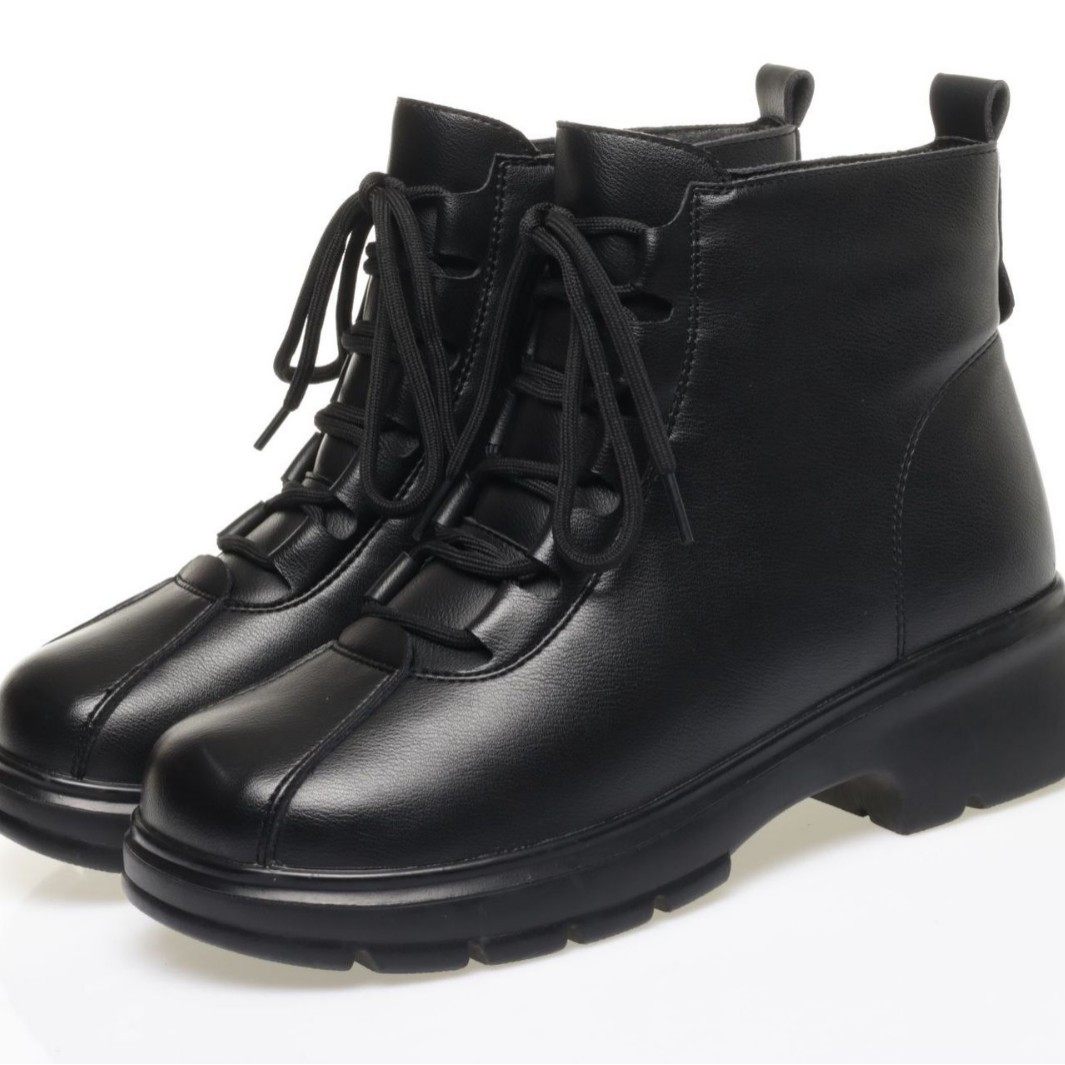 2025真皮女鞋短靴平底百搭冬季靴舒适防滑系带女靴时尚加绒靴子,运动鞋new,运动休闲鞋,淘宝优惠券,粉丝福利购,淘宝优惠卷