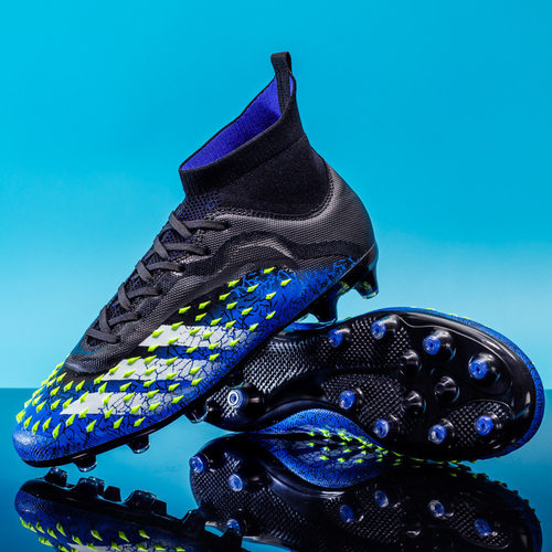跨境青少年成人学生男女长钉人造AG碎钉高帮草地训练世界杯足球鞋