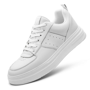 跨境内增高小白鞋男2026新款板鞋春季低帮情侣厚底牛皮休闲板鞋