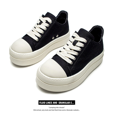 2025秋冬新款男女情侣鞋厚底板鞋时尚百搭休闲帆布鞋增高松糕鞋