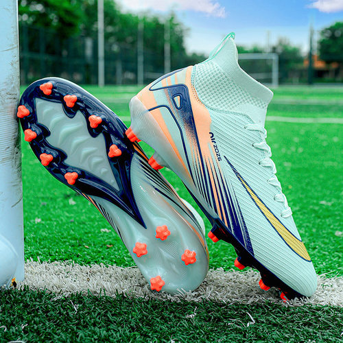 跨境新款高帮足球鞋男女AG长钉TF碎钉人造草地比赛足球鞋现货