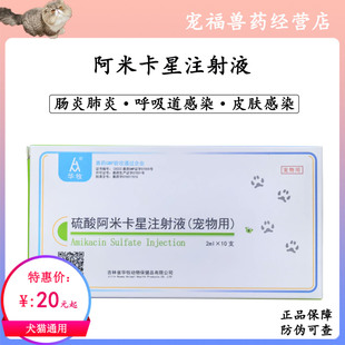 硫酸阿米卡星注射液鱼兽用宠物犬猫锦鲤水产雾化口服针剂肠炎肺炎