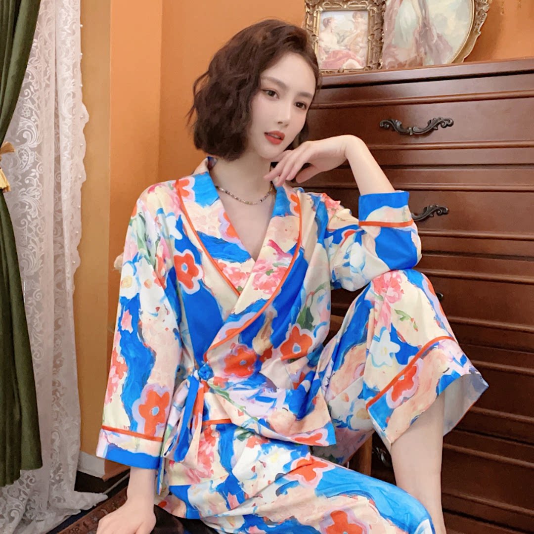 高级感冰丝绸缎睡衣女