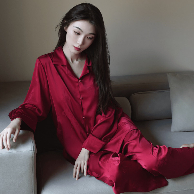 2026高级感中式睡衣女冰丝春夏季本命年红色新娘结婚家居服可外穿